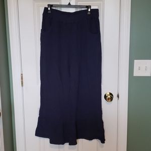 Linen feel ruffle bottom pant